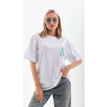 Beruflic Baskılı Oversize T-Shirt - Beyaz