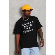 Beruflic Oversize Baskılı Bisiklet Yaka T-Shirt - Siyah