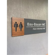 St. Morritz Ceviz Serisi Bay- Wc Kapı Isimliği Kendinden Yapışkanlı Pratik Bantlı 24X9 cm
