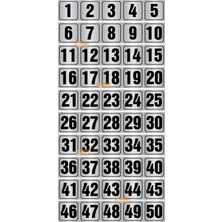 St. Morritz Kapı, Masa, Dolap Numarası Metal 1-50 Arası Sıralı 5x5 cm Arkası Yapışkanlı Gümüş Renk