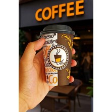 St. Morritz 300 ml Siyah Kapaklı Karton Bardak 12 Oz Latte Kahve Kağıt Kaliteli Bardak 100'LÜ