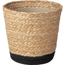 Hobiurun Rattan Saksı, Bej-Siyah, 15 Cm, Iç Mekan
