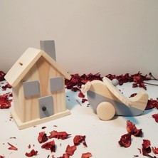 St. Morritz Ahşap Elyapımı Baby Uçak + Kumbara Oyuncak Set, Dekoratif Oyuncak, Eğitici Oyuncak, Çocuk Oyuncak