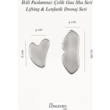 The Longevity Co Mat Paslanmaz Çelik Ikili Gua Sha Seti - Satin Matte Dual Gua Sha Set | Lenfatik Drenaj & Yüz Yogası