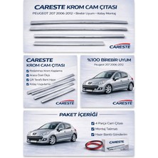 St. Morritz Peugeot 207 2006-2012 Modeller Arası Krom Cam Çıtası 4 Parça Paslanmaz Çelik