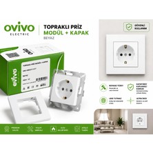Ovivo Beyaz Topraklı Priz - Çerçeve Dahil