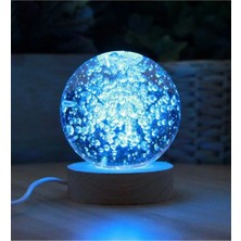 St. Morritz Mr Çocuklar Için 3D Kristal Cam Küre, Ahşap Soketli Gece Lambası,led, Gece Lambası,harika Bir Hediye
