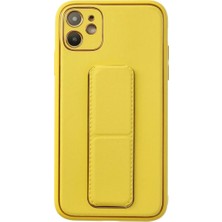 Asa Store iPhone 12 Kılıf Coco Deri Standlı Kapak - Sarı