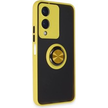 Asa Store Vivo Y17S Kılıf Montreal Yüzüklü Silikon Kapak - Sarı
