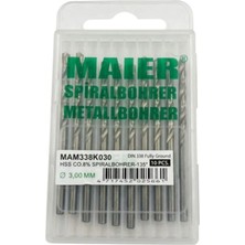 Maier Hss Co.%8 Spiralbohrer 3 mm Hss Matkap Ucu – Metal Delme 10 Adet