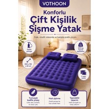 Asa Store Vothoon Çift Kişilik Şişme Yatak Dahili Pompalı 203X152X22 cm 2 Yastıklı