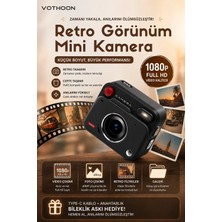 Asa Store Nostaljik Tasarımı Retro Görünüm Kare Mini Foto Video Kamera 1080P Full Hd 32GB Kart Hediyeli