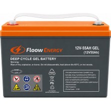Floow Energy 12V 55 Ah Deep Cycle Jel Akü (2026 Üretim - Güneş Enerjisi, Karavan, Tekne Uyumlu)