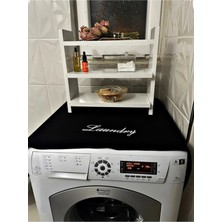 St. Morritz Laundry Nakışlı Siyah Çamaşır Makinesi Örtüsü
