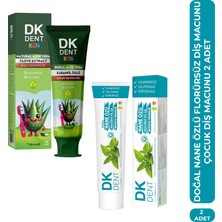 DKDENT Nane Özlü Yetişkin Florürsüz Diş Macunu 75 ml + Doğal Aloe Vera Özlü Çocuk Diş Macunu 50 ml