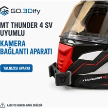 Go.3Dify GO3DIFY Aksiyon Kamerası Çene Bağlantı Aparatı Chin Mount mt Helmets Thunder 4 Sv Kask Uyumlu Gopro Djı Osmo INSTA360 Uyumlu 3m Bantlı 1 Adet