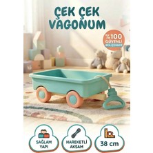 Farbu Oyuncak Çek Çek İlk Vagonum Turkuaz Gelişim Destekleyen Çok Yönlü 38 CM Oyuncak Vagon