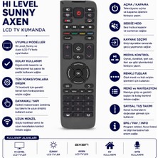 AŞIK STORE Hi Level Sunny Axen LCD LED Tv Kumandası Akıllı Menü Medya Kontrol Epg Fav Info Uyumlu Kumanda