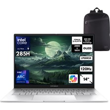 Asus Zenbook 14 Ultra 9-285H 32-Gbddr5 4 Tbssd ARC140T 14" OLED Windows 11 Pro + Hmf Sırt Çantası UX3405CA-ST1169HMF6