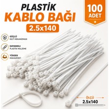 Nzb (100 Adet) Kablo Bağı Plastik Cırt Kelepçe 2.5X140 mm Beyaz Dayanıklı Çok Amaçlı Kablo Düzenleme Seti
