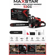 Maxstar 5.2 Hp 52 cc 2.2 Kw Benzinli Motorlu Testere 50 cm 20” Palaya Profesyonel Zincirli Ağaç Kesme Makinesi 38 Diş Zincir