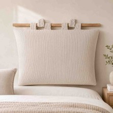 Puf Bu Kadife Fitilli Yatak Başlığı Minderi 75X55 cm Askılı Duvar Tipi Yaslanma Yastığı Krem
