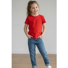 Kiagu Kırmızı Kısa Kol Basic T-Shirt- Terletmeyen Esnek Kumaş Pamuklu Mevsimlik Kırmızı Kısakol Kız Çocuk Tsort