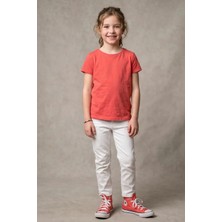 Kiagu Nar Kısa Kol Basic T-Shirt- Terletmeyen Esnek Kumaş Pamuklu Mevsimlik Nar Çiçeği Kısakol Kız Çocuk Tsort