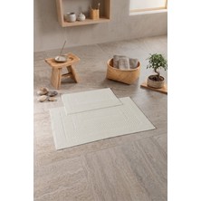 Cotton Box Aura Jakarlı Kaymaz Taban Pamuklu Paspas Seti Frame Krem 60X90+40X60