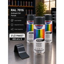Presto Ral 7016 Antrasit Gri Parlak Akrilik Sprey Boya 400 ml – 3’lü Paket