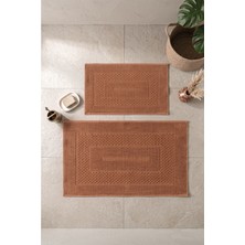 Cotton Box Aura Jakarlı Kaymaz Taban Pamuklu Paspas Seti Frame Coral 60X90+40X60