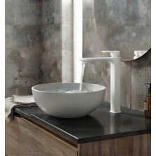Titanium Design Lüx Kare Beyaz Çanak Lavabo Bataryası