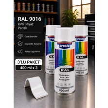 Presto Ral 9016 Kirli Beyaz Parlak Akrilik Sprey Boya 400 ml – 3’lü Paket