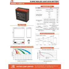 Akü Outdo 6-Dzf-24 2hr 12V 23AH Vrla E-Bike