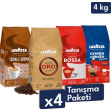 Lavazza Qualita Oro, Qualita Rossa, Crema E Gusto, Crema E Aroma Espresso Çekirdek Kahve 4'lü Tanışma Paketi | 1 kg x 4 Paket