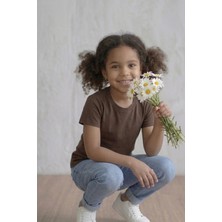 Kiagu Moka (Mokha) Kısa Kol Basic T-Shirt- Terletmeyen Esnek Kumaş Pamuklu Mevsimlik Moka Kısakol Kız Çocuk Tsort