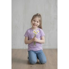 Kiagu Lila Kısa Kol Basic T-Shirt- Terletmeyen Esnek Kumaş Pamuklu Mevsimlik Lila Kısakol Kız Çocuk Tsort
