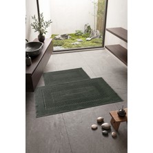 Cotton Box Aura Jakarlı Kaymaz Taban Pamuklu Paspas Seti Frame Antrasit 60X90+40X60
