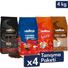 Lavazza Crema E Gusto, Barista Gran Crema, Suerte, Crema E Aroma Espresso Çekirdek Kahve 4'lü Tanışma Paketi | 1 kg x 4 Paket