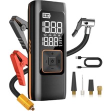 St. Morritz Akü Takviye Jump Starter 8000MAH Araç Marş Basma Cihazı Takviye Kompresör Lastik Şişirme Hav