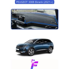 Peugeot 3008 Ekranlı (2021+) Uyumlu Torpido Örtüsü | Yansıma Önleyici | Koruma | Kolay Montaj | J17