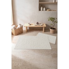 Cotton Box Aura Jakarlı Kaymaz Taban Pamuklu Paspas Seti Vine Krem 60X90+40X60