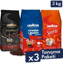 Lavazza Crema E Gusto, Barista Gran Crema, Suerte Espresso Çekirdek Kahve 3'lü Tanışma Paketi | 1 kg x 3 Paket