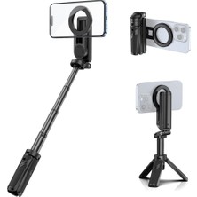 Ulanzi JJ03S Manyetik Telefon Tripodu 360° Selfie Çubuğu Bluetooth Kumandalı Siyah - T090A