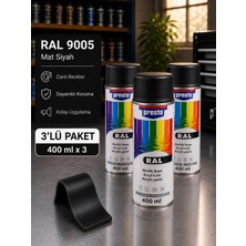 Presto Ral 9005 Mat Siyah Akrilik Sprey Boya 400 ml – 3’lü Paket