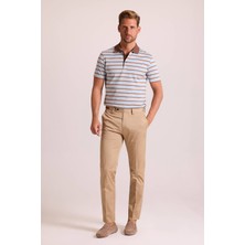Erkek Bej Yandan Cepli Kanvas Regular Fit Pantolon