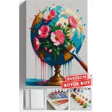 Corvo Sayılarla Boyama Hobi Seti Çerçeveli Numaralı Tuval Fırça Boya Dahil 50X70 (Büyük Boy) cm - Fırça ve Küre