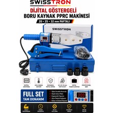 SwissTron Dijital Göstergeli Pprc Boru Kaynak Makinesi 20-25-32 mm Paftalı Makaslı Metal Çantalı Tam Set