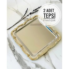 St. Morritz 2 Adet Fiore Gümüş Kare Tepsi Gümüş-Gümüş Paslanmaz Çelik Çay Kahve Servis Sunum Tepsisi (21X21)