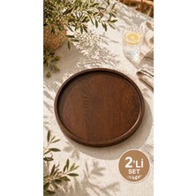 St. Morritz Yuvarlak Ahşap Sunum Tepsisi 28 cm – Doğal Ahşap Servis Tabağı (1-12’li Set Seçenekli)